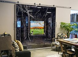 Interior Designer Resource Area, Rooms of Grand Rapids, 8' x 8' face mounted to plexi archival print, installed on sliding barn doors.